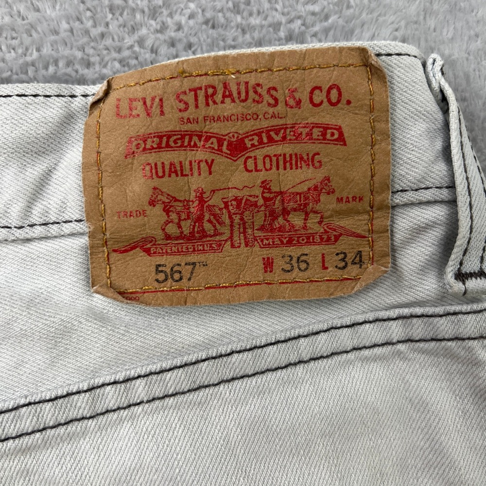 Levi's 567 Low Loose Bootcut Jeans 36x34 Grey Mens Vintage Y2K Baggy Skate - Picture 13 of 16